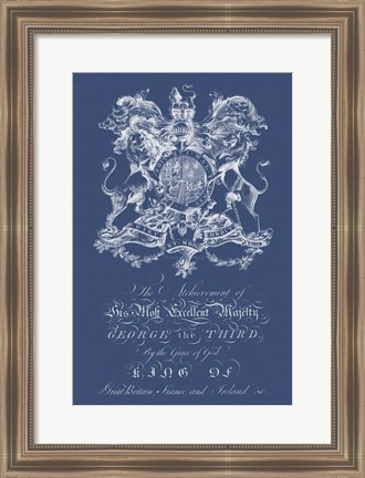 Framed Heraldry on Navy I Print