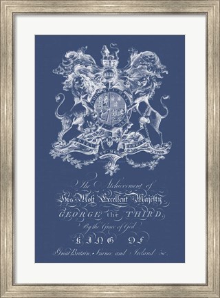 Framed Heraldry on Navy I Print