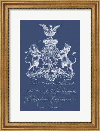 Framed Heraldry on Navy II Print