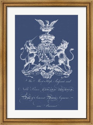 Framed Heraldry on Navy II Print