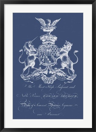 Framed Heraldry on Navy II Print