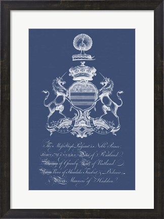 Framed Heraldry on Navy III Print