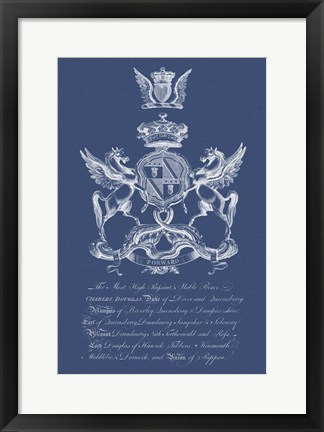 Framed Heraldry on Navy IV Print