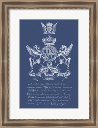 Framed Heraldry on Navy IV Print