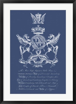 Framed Heraldry on Navy IV Print