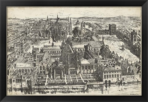 Framed Bird&#39;s Eye View of London - Westminster Print