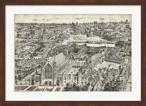 Framed Bird&#39;s Eye View of London - Ely Place Print