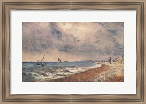 Framed Hove Beach with Fishing Boats Print