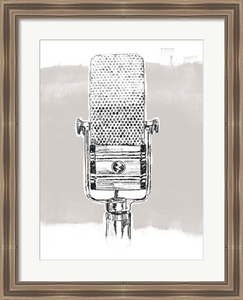 Framed Monochrome Microphone I Print