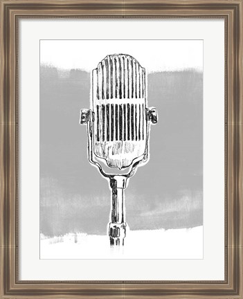 Framed Monochrome Microphone II Print