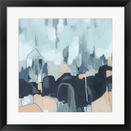 Framed Abstracted Indigo Skyline II Print