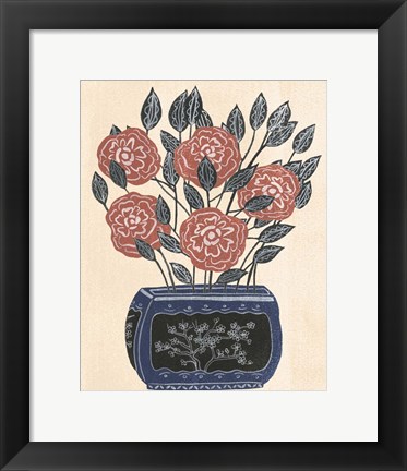 Framed Vase of Flowers II Print