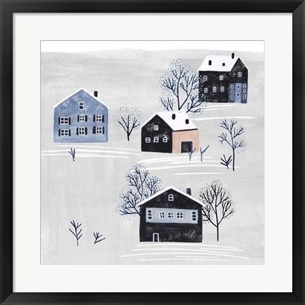 Framed Snowy Village I Print