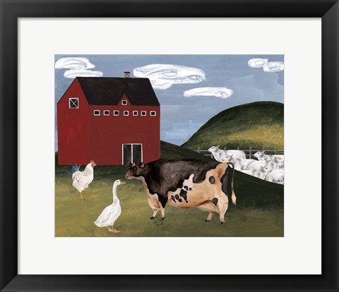 Framed Red Cottage I Print