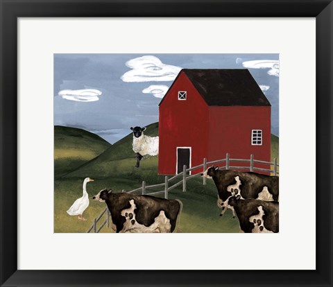 Framed Red Cottage II Print