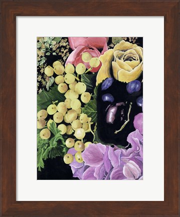 Framed Floral on Black I Print