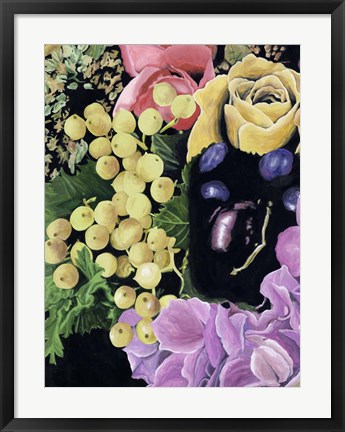 Framed Floral on Black I Print