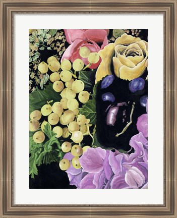 Framed Floral on Black I Print