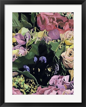 Framed Floral on Black IV Print