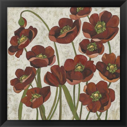 Framed Sangria Poppies I Print