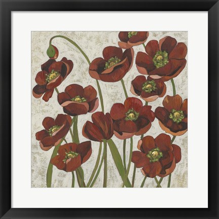 Framed Sangria Poppies I Print