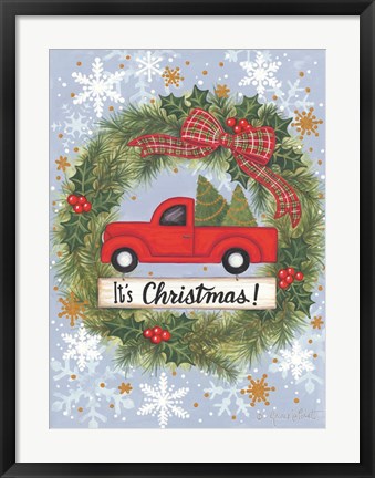 Framed Red Truck Christmas Print