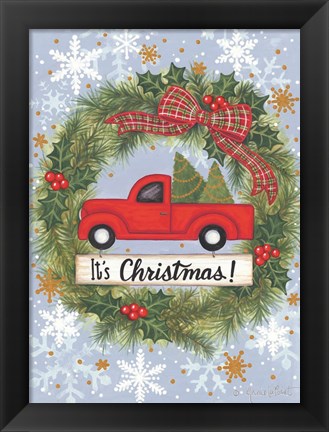 Framed Red Truck Christmas Print