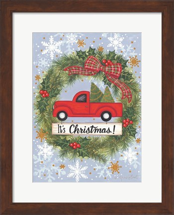 Framed Red Truck Christmas Print