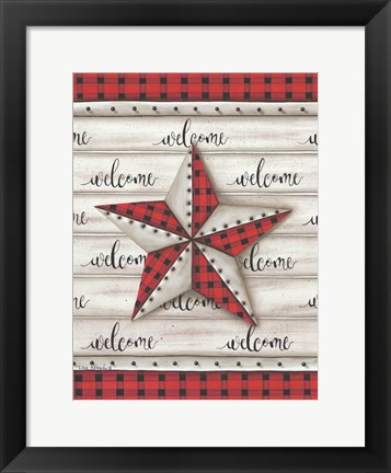 Framed Plaid Welcome Barnstar Print