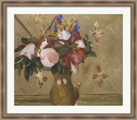 Framed Flowers in a Vase, 1886 Print