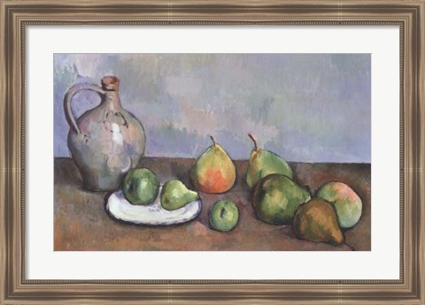 Framed Still Life with Pitcher and Fruit Print