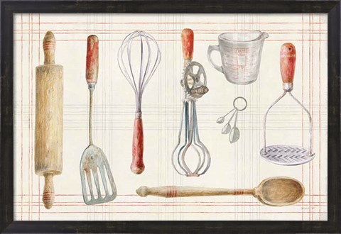 Framed Floursack Kitchen IX Print