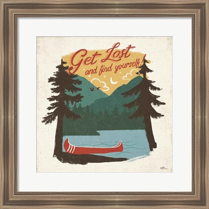 Framed Vintage Lake V No Lines Print