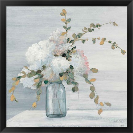 Framed Morning Bouquet Blue Gray Crop Print