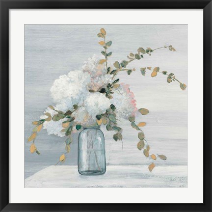 Framed Morning Bouquet Blue Gray Crop Print