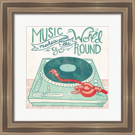 Framed Retro Record Player Print