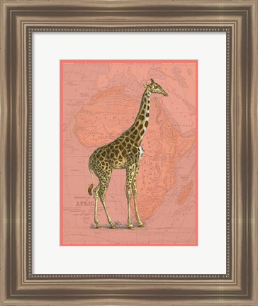 Framed African Animals on Coral I Print