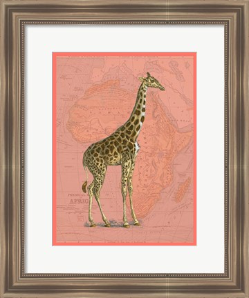 Framed African Animals on Coral I Print