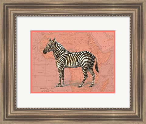 Framed African Animals on Coral IV Print