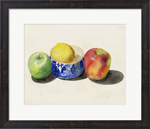 Framed Still Life with Apples &amp; Lemon I Print
