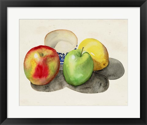 Framed Still Life with Apples &amp; Lemon II Print