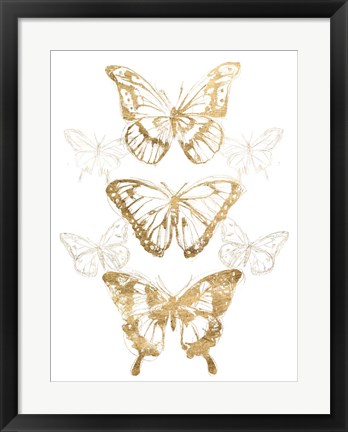 Framed Gold Butterfly Contours II Print