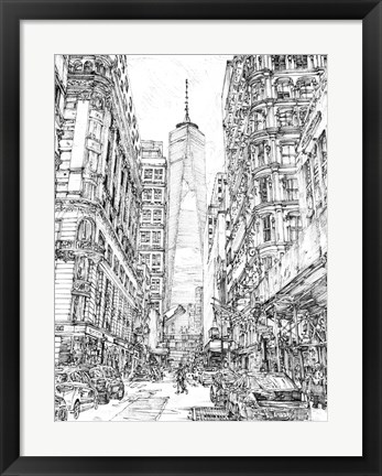 Framed City in Black &amp; White I Print