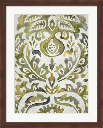 Framed Verdant Damask I Print