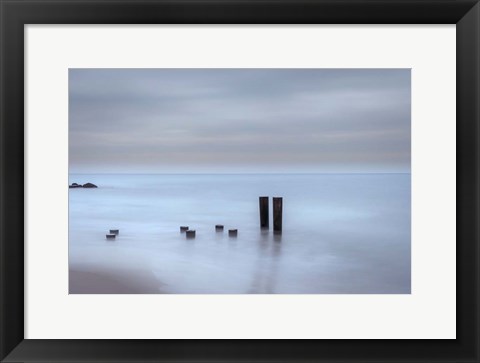 Framed Beach Pilings on Stormy Sunrise, Cape May National Seashore, NJ Print