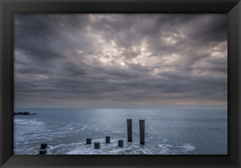 Framed Beach Pilings, Cape May National Seashore, NJ Print