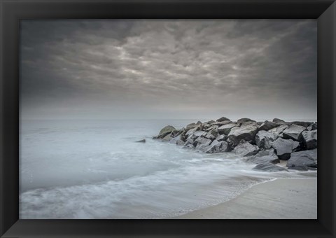 Framed Stormy Beach in Cape May National Seashore, NJ Print