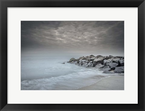 Framed Stormy Beach in Cape May National Seashore, NJ Print