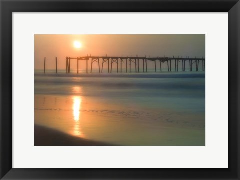 Framed Morning Pier Sunrise, Cape May New Jersey Print