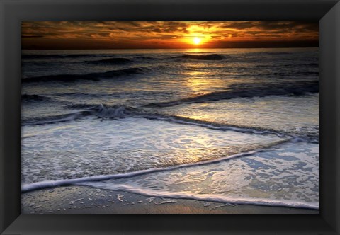 Framed Sunset Reflection On Beach, Cape May NJ Print